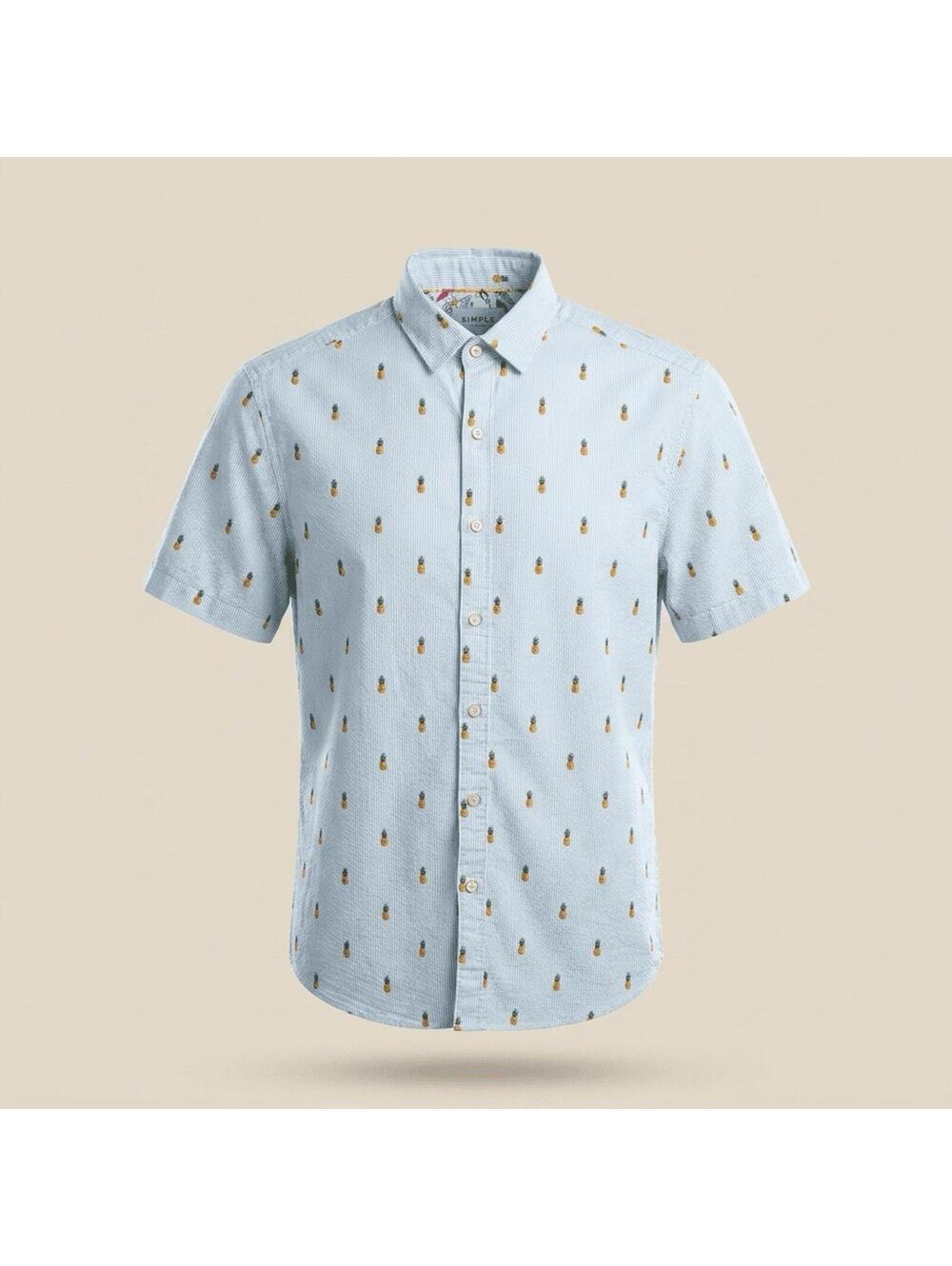 NWT Denim & Flower Ricky Singh Pineapple Print Button Up Shirt Mens M 100%Cotton